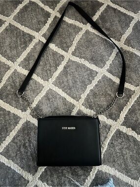 Steve Madden Black Faux-Leather Chain Strap Crossbody